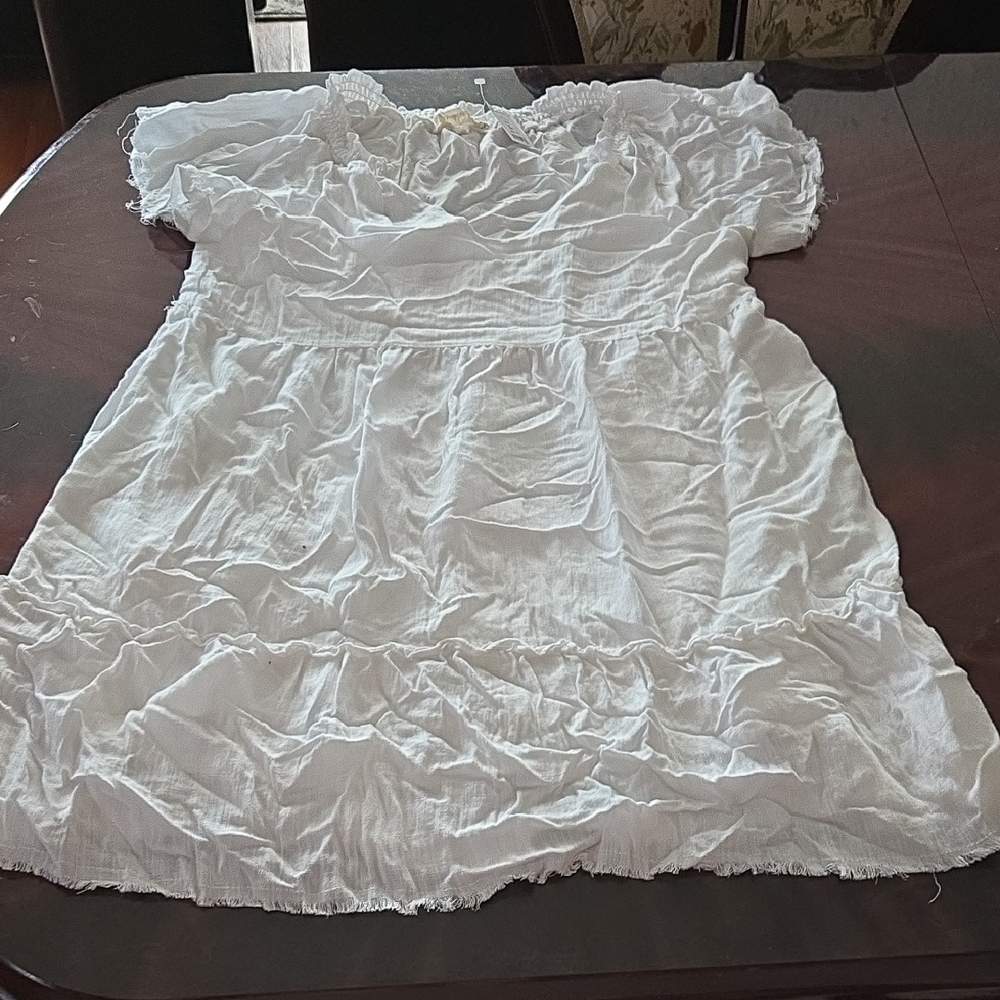 Millibon White Lightweight Peasant Dress